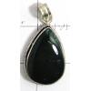 KPLL09185 White Metal Jewelry Green Jade Pendant