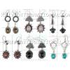 KWLL09056 Wholesale lot of 15 pc Mix Stone White Metal Earrings
