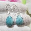 SAEMK08007 Amazing Larimar 925 Sterling Silver Cab Gemstone Handmade Earrings