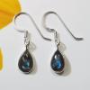 SAEMK08011 Classic Light Weight 925 Sterling Silver Cab Labradorite Gemstone Bezel Earrings