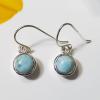 SAEMK08060 Gorgeous Blue Larimar Cab Gemstone Earrings 925 Silver Plain Setting