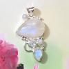 SAPMK08002 Gorgeous Blue Fire Rainbow Moonstone Handmade 925 sterling silver Pendant