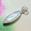 SAPMK08013 Blue Flash Cab Rainbow Moonstone Sterling Silver Pendant