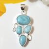 SAPMK08016 Solid 925 Silver Natural Blue Larimar Gemstone Handmade Pendant