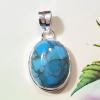 SAPMK08023 Handmade Blue Copper Turquoise Plain Setting Silver Pendant