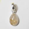 SAPMK08056 Natural Golden Rutile Gemstone Plain Setting Pendant 925 Sterling