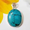 SAPMK08060 Natural Gemstone Big Turquoise Handmade Pendant 925 Sterling Silver