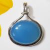 SAPMK08063 Natural Blue Chalcedony Wholesale Big Pendants 925 Sterling Silver