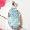 SAPMK08101 Plain Setting Rough Larimar Sterling Silver Handmade Collection Pendant