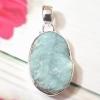 SAPMK08104 Rough Gemstone Larimar Pendant 925 Sterling Silver