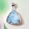 SAPMK08108 Natural Larimar Rough Gemstones Fashionable Pendants Sterling Silver