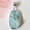 SAPMK08128 Dazzling Rough Larimar Handmade Pendant 925 Sterling Silver