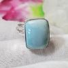 SARMK08022 Adjustable Party Look Semiprecious Larimar Gemstone Handmade 925 Sterling Silver Ring