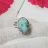 SARMK08049 Adjustable Genuine Larimar Gemstone Designer Sterling Silver Ring