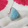 SARMK08056 Adjustable Genuine Larimar Gemstone Bezel Rings 925 Sterling Silver