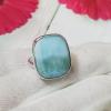 SARMK08061 Adjustable Party Look Semiprecious Larimar Gemstone Handmade 925 Sterling Silver Ring