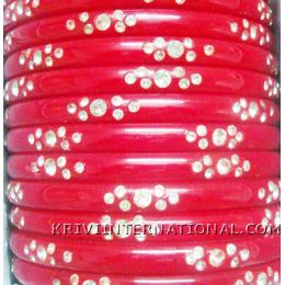 KKLK03023 A pair of acrylic bangles with studded stones