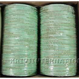 KKLL09E03 8 Dozen Green Metallic Bangles with Glitter Handiwork