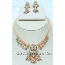 KNKT06016 Indian Jewelry Necklace Earring Set