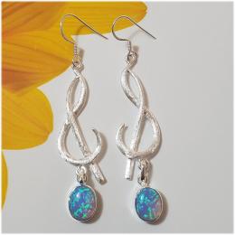 SAELS01004 Australian Opal Earrings 925 Sterling Silver