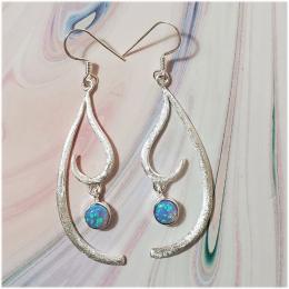 SAELS01008 Australian Opal Earrings 925 Sterling Silver