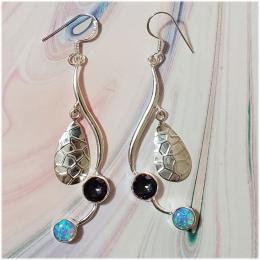 SAELS01014 Australian Opal Earrings 925 Sterling Silver