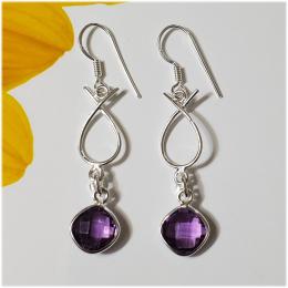 SAELS04004 Amethyst Earrings 925 Sterling Silver