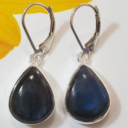 SAEMK08012 Attractive Labradorite Gemstone 925 Silver Cabochon Plain setting Earrings