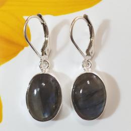 SAEMK08013 Newly Made Cab Labradorite Sterling Silver Plain Setting Earring