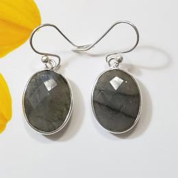 SAEMK08014 Sterling Silver Briolette and Checker cut Labradorite Bejal Earring