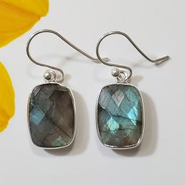 SAEMK08017 Deep Blue Flash Labradorite Earrings 925 Sterling Silver Plain Setting Wholesale