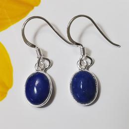 SAEMK08019 Classic Light Weight Lapis Lazuli Bezel Earrings 925 Sterling Silver