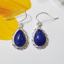 SAEMK08024 Solid 925 Sterling Silver Lapis Lazuli Earrings Cab Gemstone Handmade