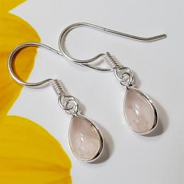 SAEMK08030 Awesome Light Weight Wholesale Rose Quartz Bezel Earrings 925 Sterlinng Silver