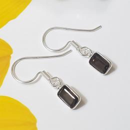 SAEMK08033 Look Natural Cut Gemstone Smoky Quartz Earrings 925 Sterling Silver