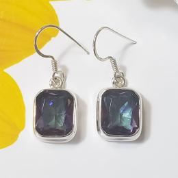 SAEMK08035 Amazing Pretty Look Rainbow Mystic Earrings Cut Gemstone Silver