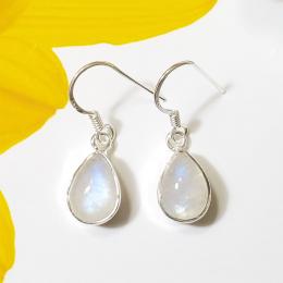 SAEMK08044 Genuine Cab Moonstone Gemstone with 925 Silver Trendy Bezel Earring