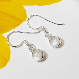 SAEMK08048 925 Sterling Silver Dazzling Company Made Moonstone Bezel Earrings