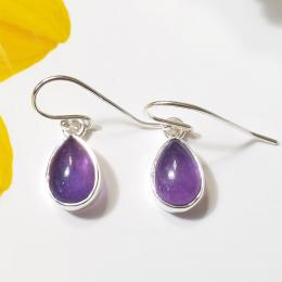 SAEMK08064 Amazing Round Shape Design Handmade Amethyst Gemstone Silver Earrings