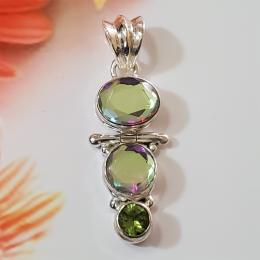 SAPLS01051 Rainbow Mystic Pendant 925 Sterling Silver