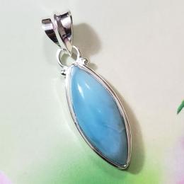 SAPMK08014 Solid Sterling Plain Silver Design Larimar Pendant