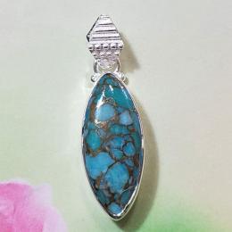 SAPMK08019 Blue Copper Turquoise Handmade Pendants 925 Sterling Silver