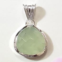 SAPMK08028 Prehnite 925 Sterling Silver Checker Cut  Pendants