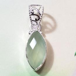 SAPMK08029 Checker Cut Prehnite 925 Sterling Silver Pendants