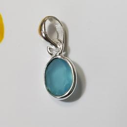 SAPMK08054 Natural Blue Chalcedony Wholesale Bezel Pendants 925 Sterling Silver