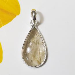 SAPMK08055 Golden Rutile Gemstone Handmade Designer Pendants 925 Sterling