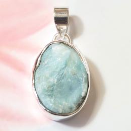 SAPMK08097 Rough Larimar Handmade Collection Pendant 925 Sterling Silver