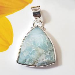 SAPMK08106 Rough Larimar Handmade Collection Pendant 925 Sterling Silver