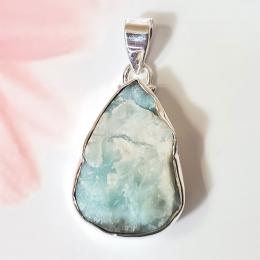 SAPMK08122 Rough Larimar Handmade Collection Pendant 925 Sterling Silver