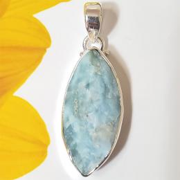 SAPMK08133 Pretty Look Sterling Silver Rough Larimar Gemstone Silver Pendant Wholesale